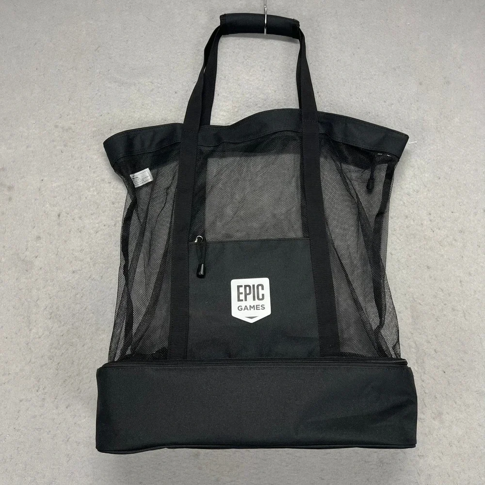 Epic Games Black Mesh Tote Bag Insulated Cooler Bottom Gears of War Fortnite EUC